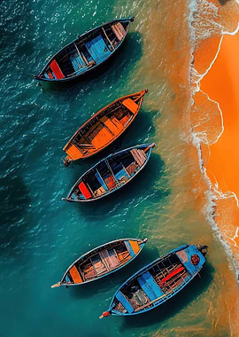 Boats on a Tropical Beach
