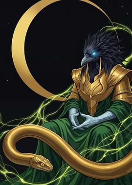 Mystical Bird-Man and Serpent