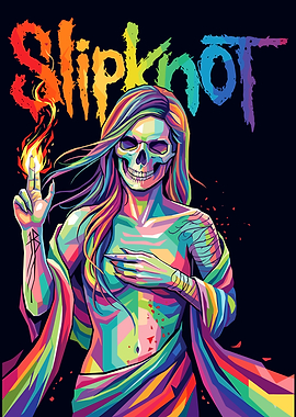 Slipknot Skeleton Woman Rainbow Art