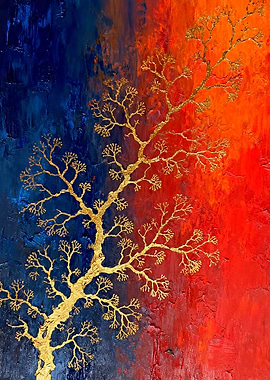 Golden Tree on Abstract Background
