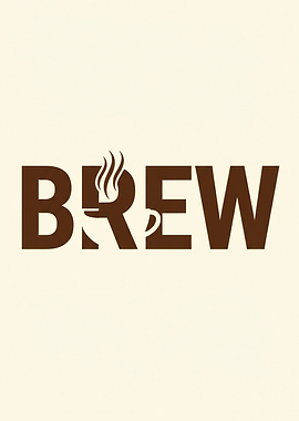 Minimalist Coffee Brew Negative Space Typography Wall Art Text Art