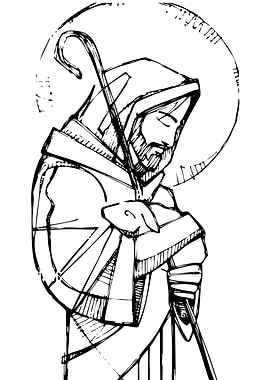 Shepherd with Lamb and Staff