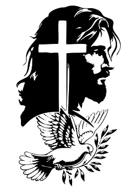 Jesus, Cross, and Dove