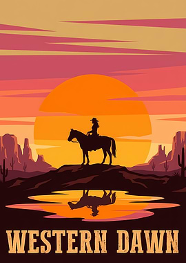 Western Dawn Cowboy Silhouette