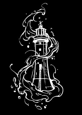Lighthouse in Swirling Smoke