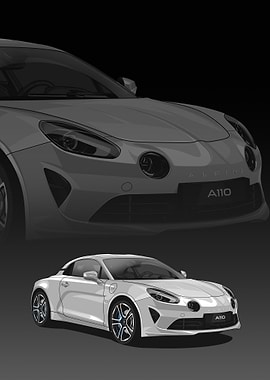 White Alpine A110 Sports Car Illustration