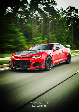 Red Chevrolet Camaro ZL1 Poster
