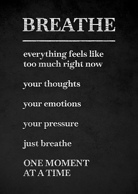 Breathe motivational text art