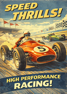 Vintage Speed Thrills Racing Poster