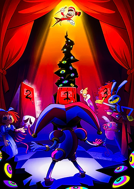 Surreal Jester and Eye-Covered Tower