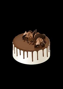 Chocolate Drip Cake with Coffee Decor