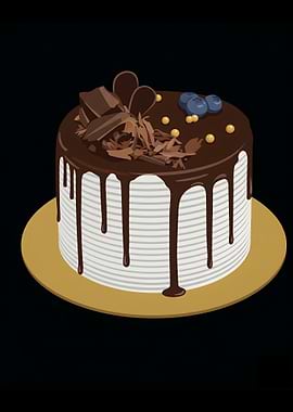 Chocolate Drip Cake with Blueberries