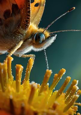 Macro Butterfly on Yellow Flower