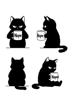 Grumpy Black Cat with Nope Mug