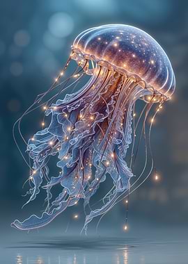 Glowing Jellyfish in Deep Blue Water