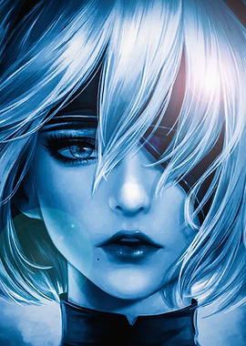 Anime Girl with White Hair and Blue Eyes