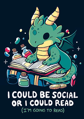 Cute Dragon Reading Books