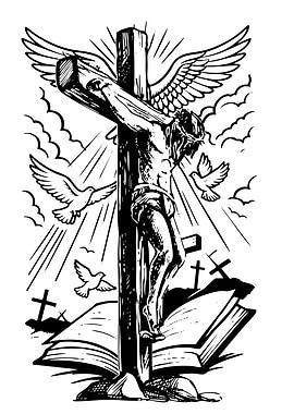 Crucifixion with Doves and Open Book