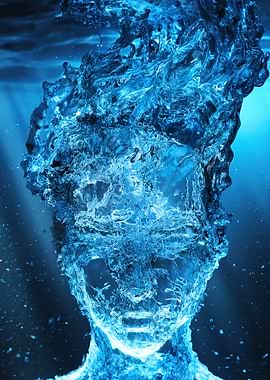 Water Sculpture of a Human Face