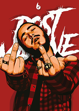 Post Malone Illustration with Middle Fingers