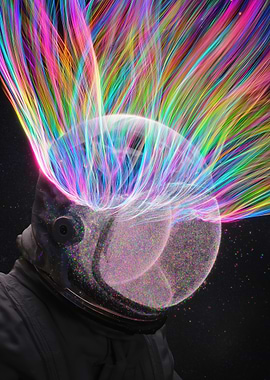 Astronaut with Colorful Mind Explosion