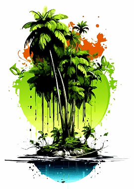 Tropical Island Palm Trees
