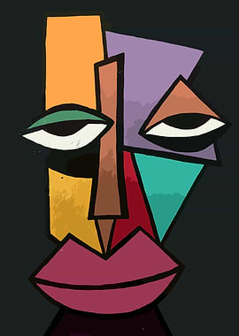 Abstract Cubist Face Portrait