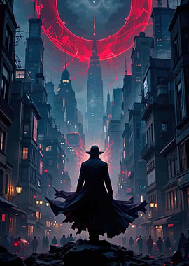 Mysterious Figure in a Cyberpunk City