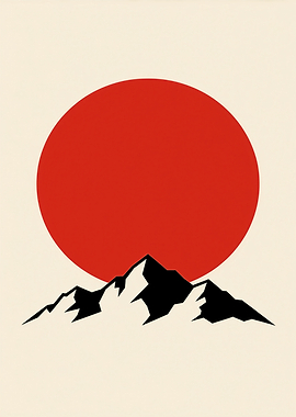 Red Sun Over Mountains