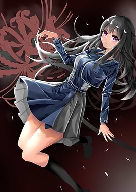 Girl with Spider Lily Background