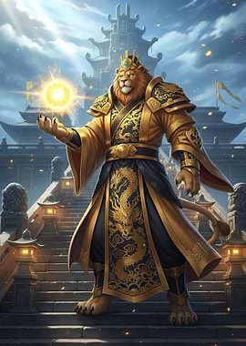 Lion King Warrior Holding Sun