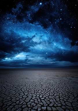 Starry Night Over Cracked Earth