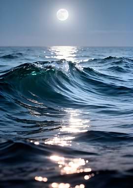 Moonlit Ocean Wave