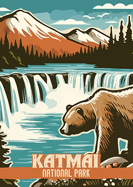 Katmai National Park Vintage Poster