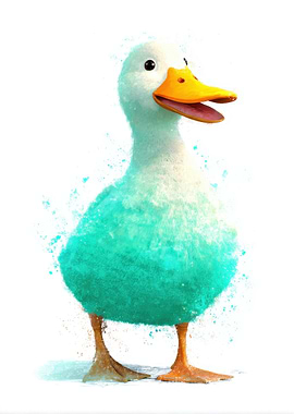 Cute Teal and White Duckling