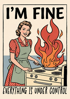 I'm Fine Retro Kitchen Woman