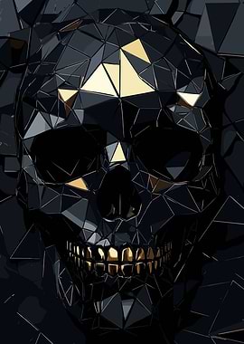 Abstract Black and Gold Skull