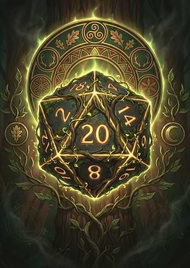 Nature-themed D20 Dice
