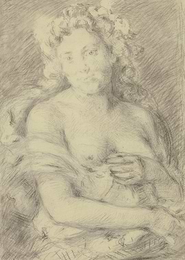 Sketch of a Woman with Flowers in Hair