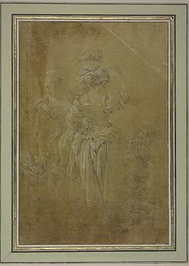 Three figures in historical attire