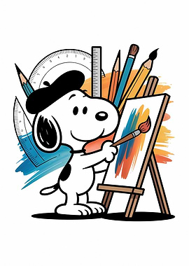 Snoopy the Artist with Art Supplies