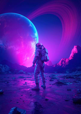 Astronaut on Neon Planet