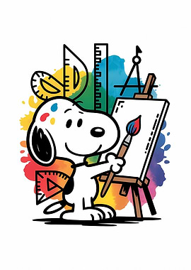 Snoopy Painting with Art Supplies