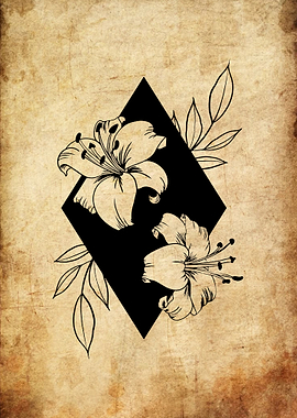 Floral Diamond Tattoo Design