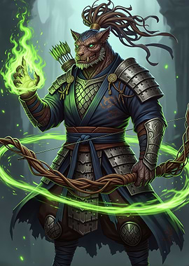 Fantasy Archer with Green Magic