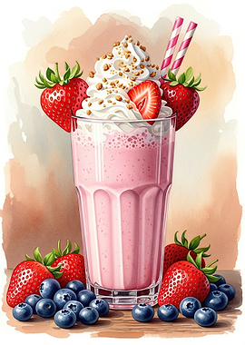 Strawberry Milkshake with Berries