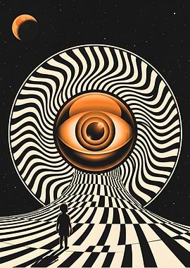 Surreal Eye and Child in Space