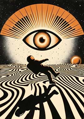 Astronaut in Surreal Space Landscape