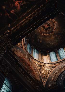 Ornate Dome Interior with Paintings