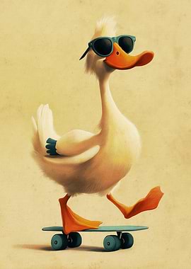 Cool Duck on Skateboard